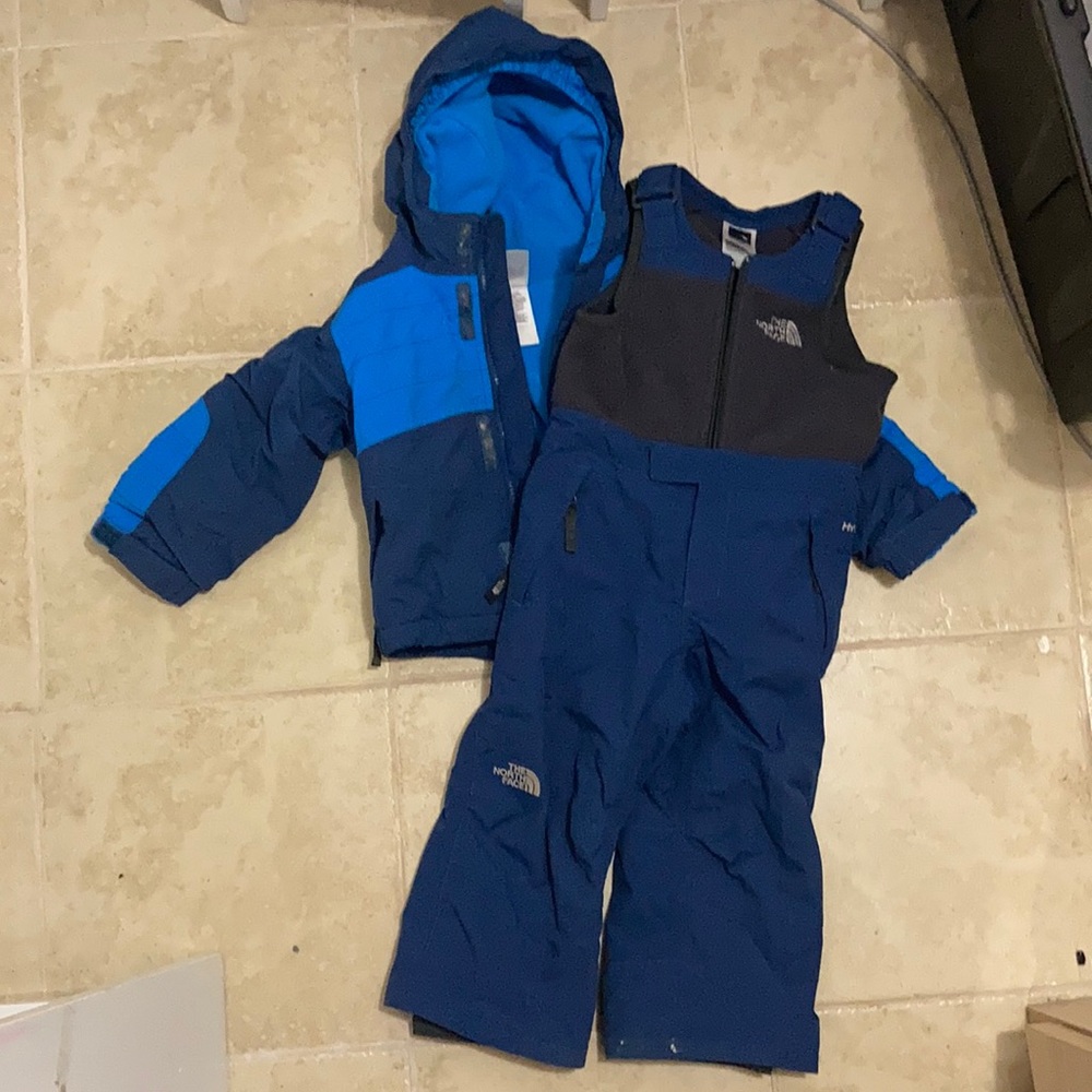 The North Face snow coat and bib snow pants